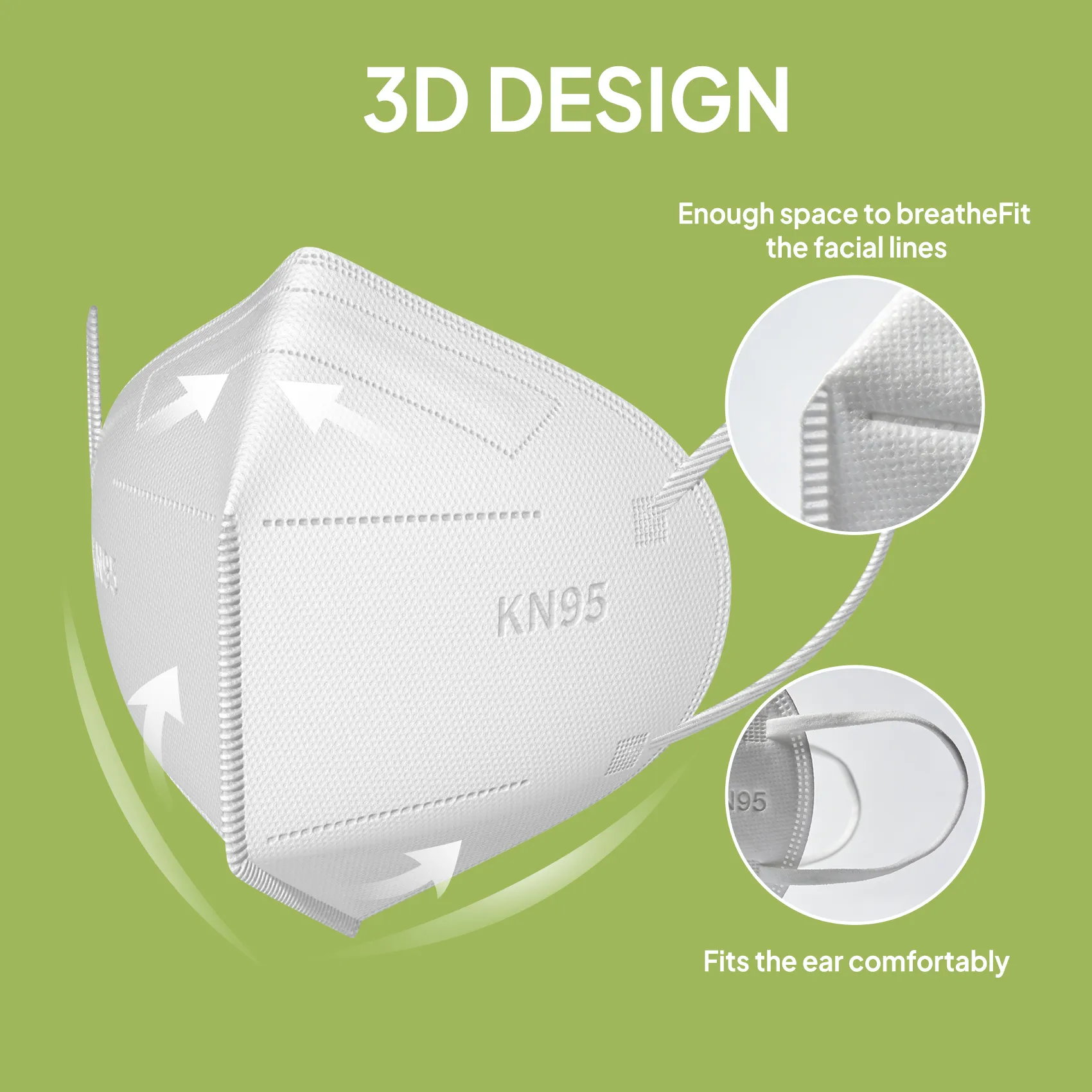 X9 30 Pack KN95 Face Masks, 5-Layer Breathable Disposable Protective Masks, PFE ≥95% High Filtration Efficiency, 3D Design & Comfortable Elastic Ear Loops for Adults Men Women, White