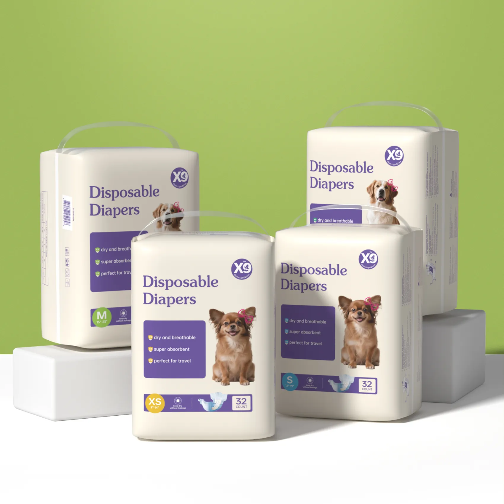 X9 Disposable Dog Diapers for Female Dogs – 32 Count
