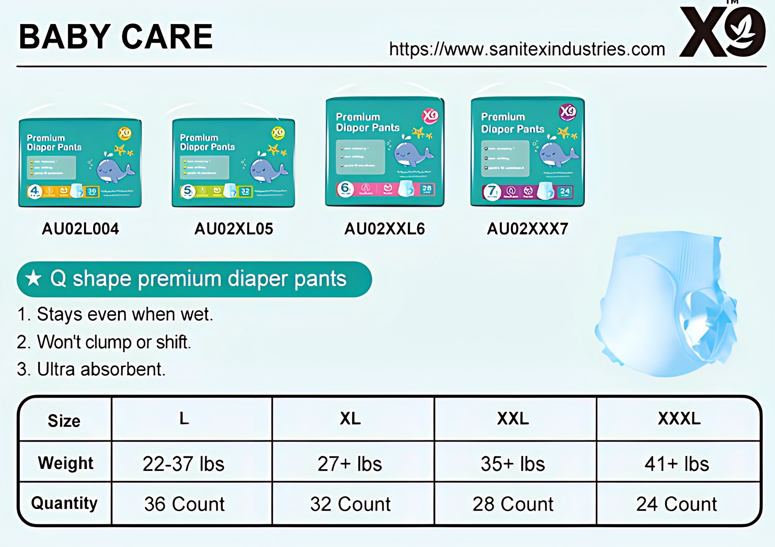 X9 Q-Shape Premium Baby Pull Up Pants