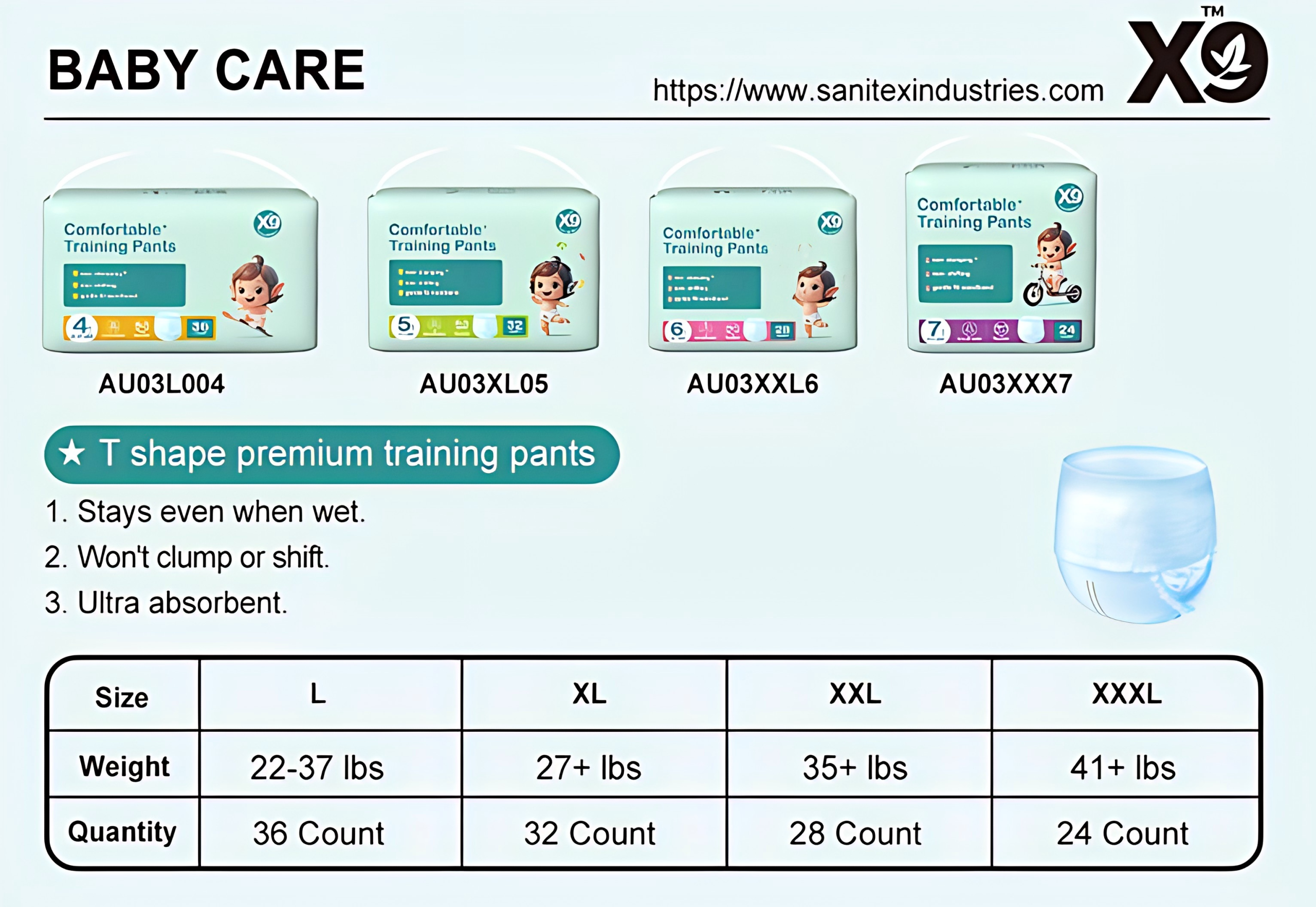 X9 T-Shaped Toddler Potty Training Pants