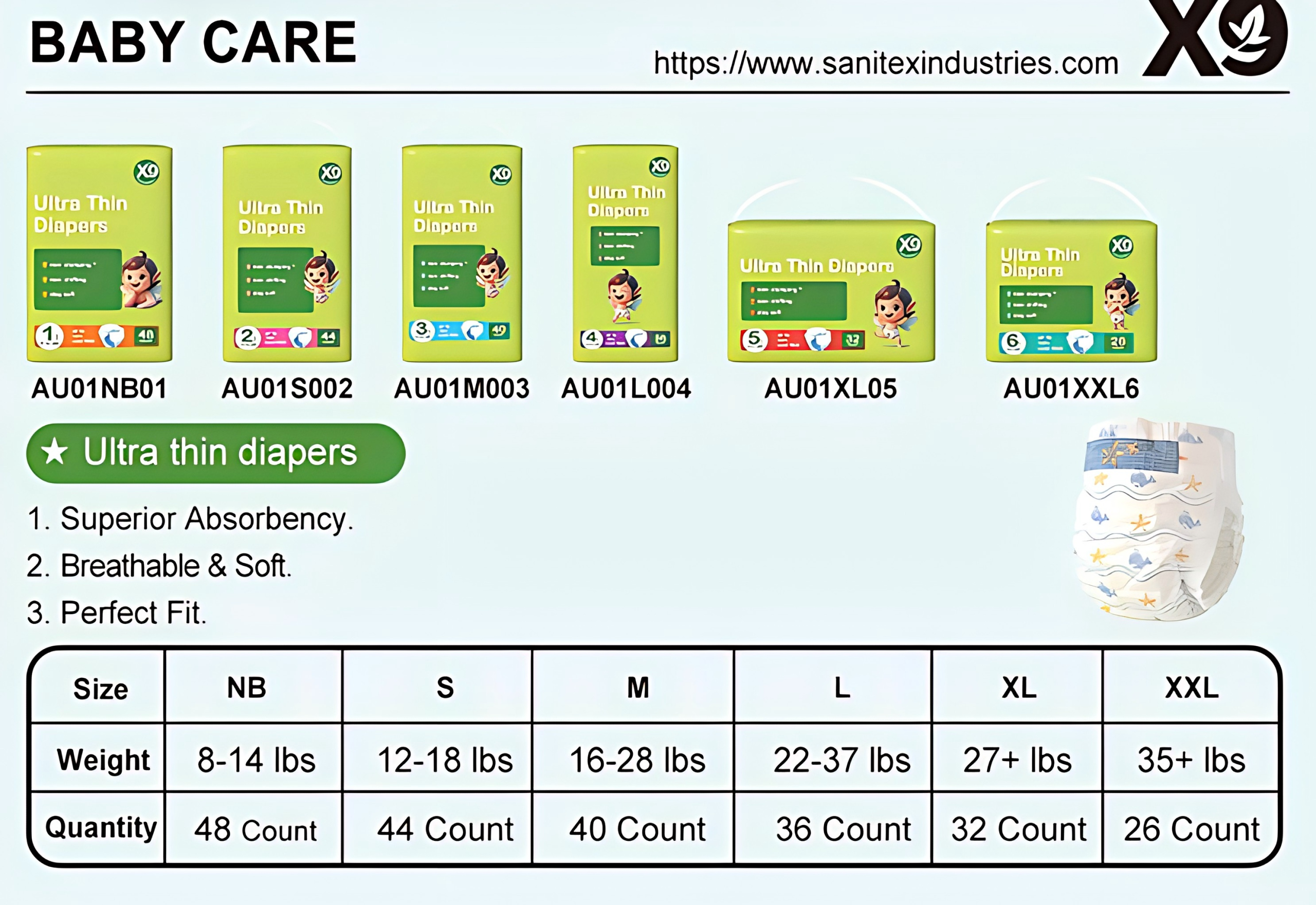 X9 Ultra Thin Baby Diapers for Newborns & Toddlers